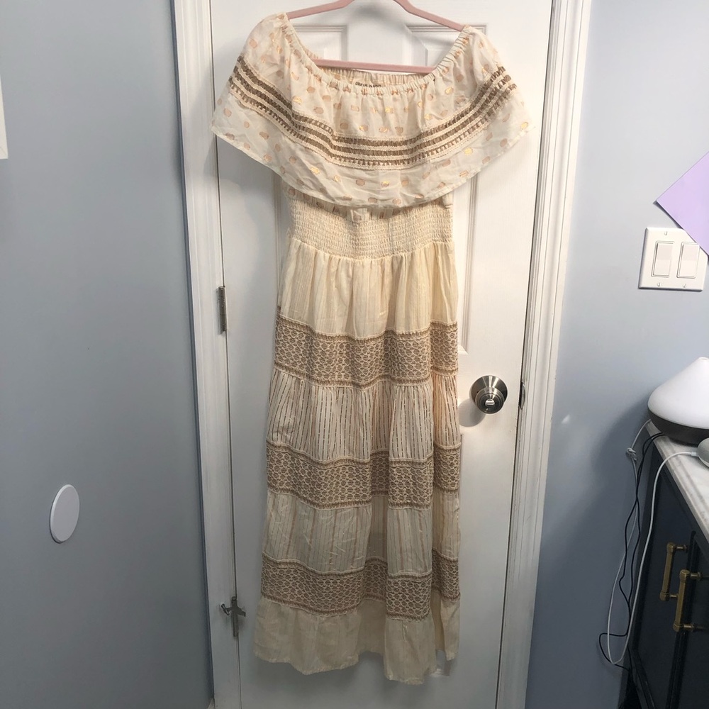 Dress Nado NWT Lined Medium dress  Cream Brown Maxi Dress Boho Cotton